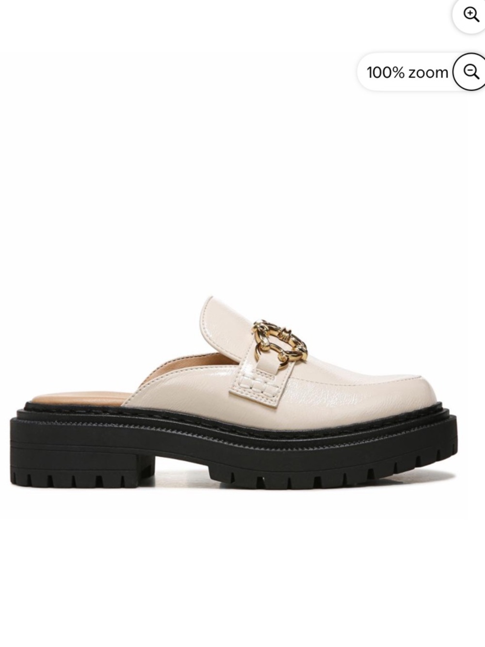 Sam Edelman Circus Women’s Vanilla Gold Chunky Lug Sole Evangeline Mules Sz 9